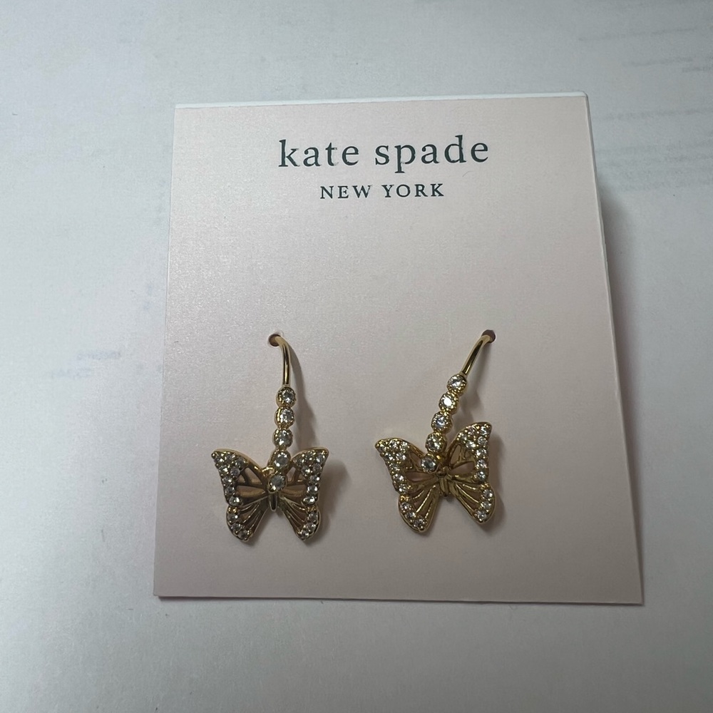 New Kate Spade Dangle Butterfly with Rhinestones Earrings